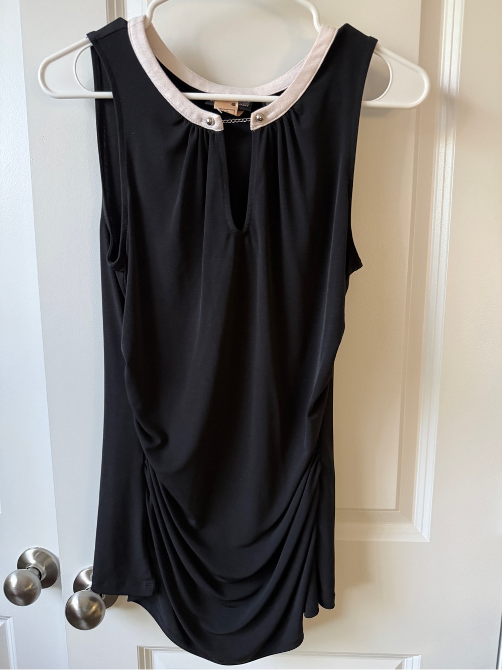 New York & Company Black Tank with Ivory Trim and Hardware